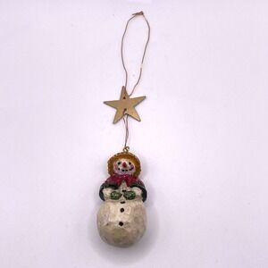 Pam SCHIFFERL Snowman Girl Metal Star Christmas Ornament Vintage
